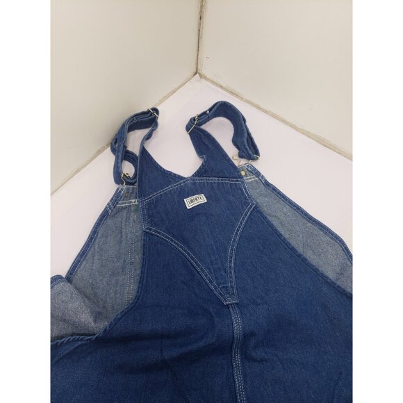 Liberty Overalls Mens Blue Canvas Bib Distress Carpenter Work Wear Size 42X30 - Picture 12 of 16